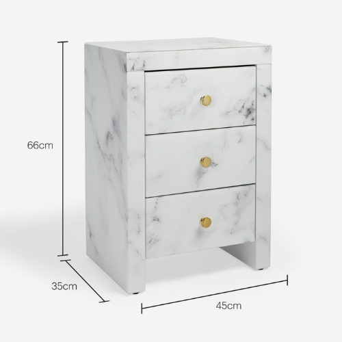 PrimeNest - Marble Pedestal With 3 Drawers - Mega Cart