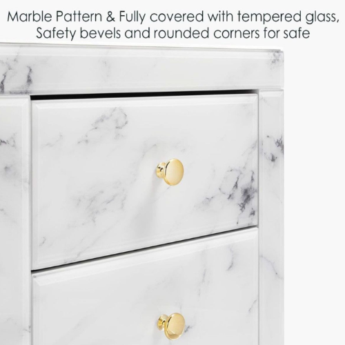 PrimeNest - Marble Pedestal With 3 Drawers - Mega Cart