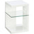 PrimeNest Modern High-Gloss White Side Table with Clear Glass Shelf - Mega Cart