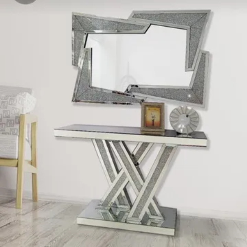 PrimeNest - Silver Elegance Console & Mirror Set - Mega Cart