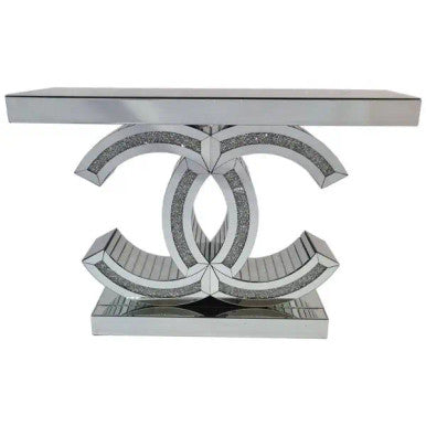 PrimeNest - Silver Mirrored Diamond Console Table - Modern Design - Mega Cart