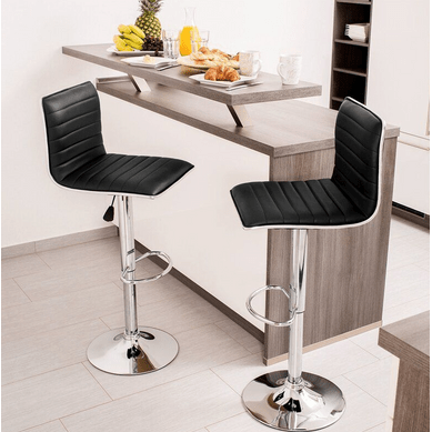 PrimeNest- Stylish Faux Leather Swivel Stool with Chrome Footrest - Mega Cart