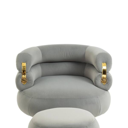 PrimeNest - Velvet Accent Armchair with Ottoman - Mega Cart