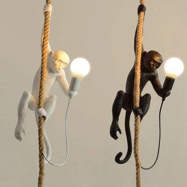 PrimeNest Vintage Monkey on Rope Pendant Light - Whimsical Design - Mega Cart
