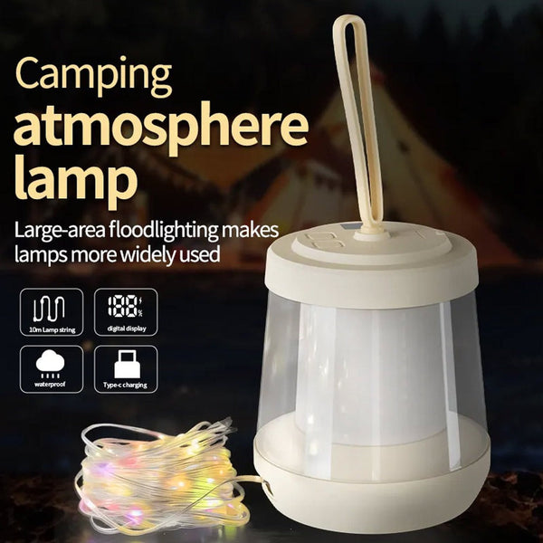 Rechargeable Camping Lantern with 10m String Light - Mega Cart