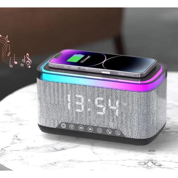 Multifunction Alarm Clock with Speaker & Wireless Charger
