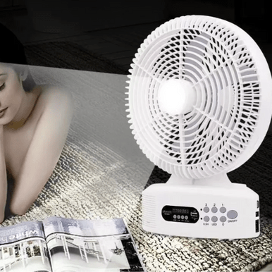 Solar-Powered Rechargeable Fan with Bluetooth Speaker & LED Light - Mega Cart