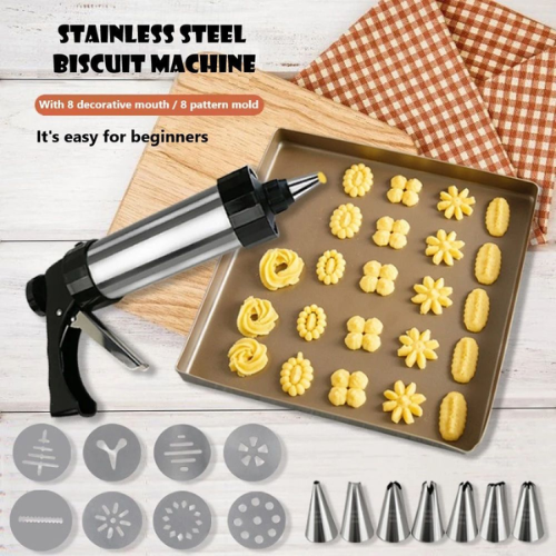Stainless Steel Cookie Press Gun Kit - Mega Cart