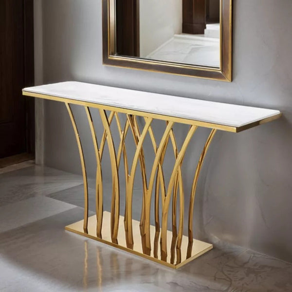 The PrimeNest Alia Gold Console Table - Mega Cart