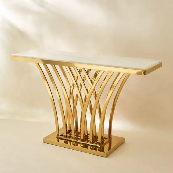 The PrimeNest Alia Gold Console Table - Mega Cart