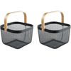 Versatile Mesh Storage Basket with Wooden Handle - Mega Cart