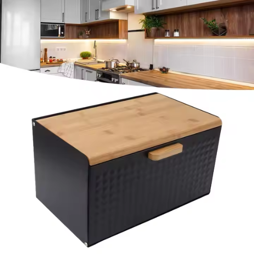 Wooden Bread Box With Canisters - Mega Cart