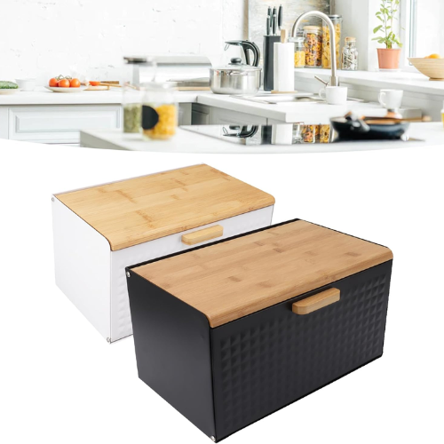 Wooden Bread Box With Canisters - Mega Cart