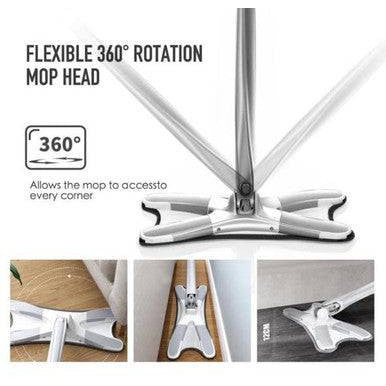 X-Type Microfibre Floor Mop with Extendable Handle and 360° Swivel - Mega Cart