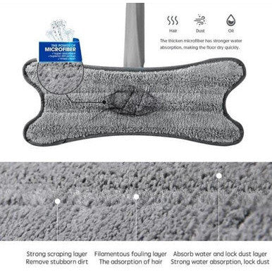 X-Type Microfibre Floor Mop with Extendable Handle and 360° Swivel - Mega Cart
