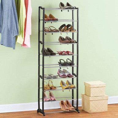 10 Tier Shoe Rack - Organise 30 Pairs, Lightweight & Portable - Mega Cart