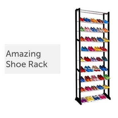 10 Tier Shoe Rack - Organise 30 Pairs, Lightweight & Portable - Mega Cart