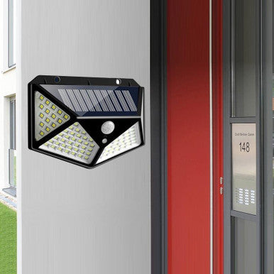 100 LED Solar Motion Sensor Wall Light for Outdoor Security - Mega Cart