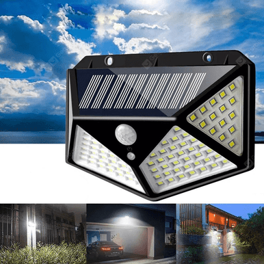 100 LED Solar Motion Sensor Wall Light for Outdoor Security - Mega Cart