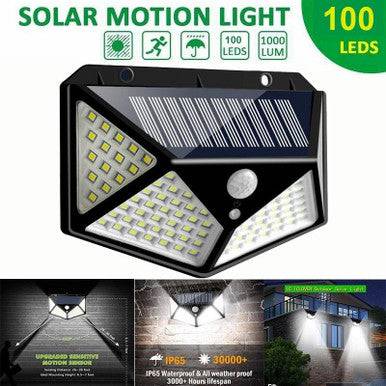 100 LED Solar Motion Sensor Wall Light for Outdoor Security - Mega Cart
