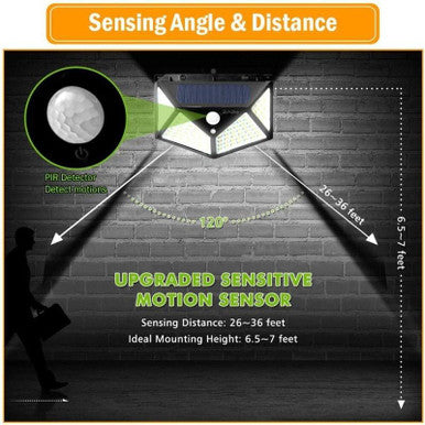 100 LED Solar Motion Sensor Wall Light for Outdoor Security - Mega Cart