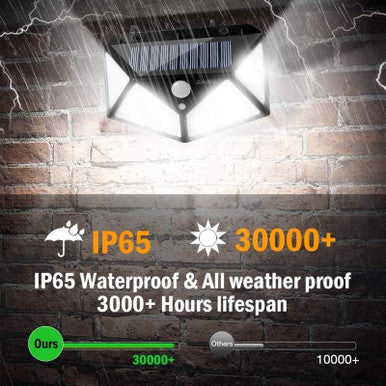 100 LED Solar Motion Sensor Wall Light for Outdoor Security - Mega Cart