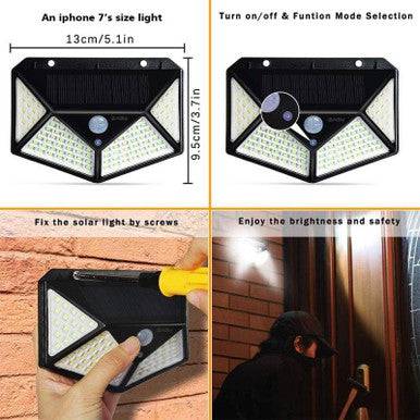 100 LED Solar Motion Sensor Wall Light for Outdoor Security - Mega Cart