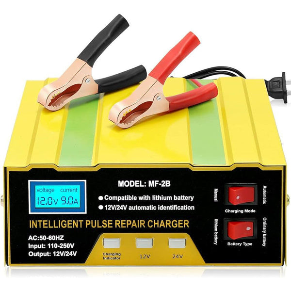 12V/24V Auto Battery Charger with LCD Monitor - Mega Cart