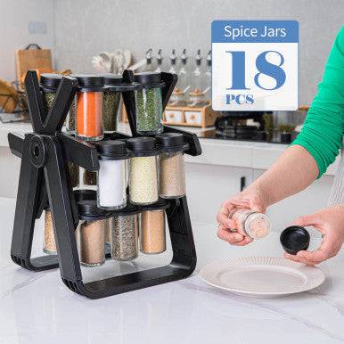 18-Jar Rotating Spice Rack - Space-Saving Kitchen Organiser - Mega Cart