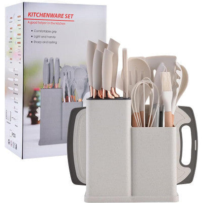 19-Piece Silicone Kitchenware Set with Organiser Container - Mega Cart