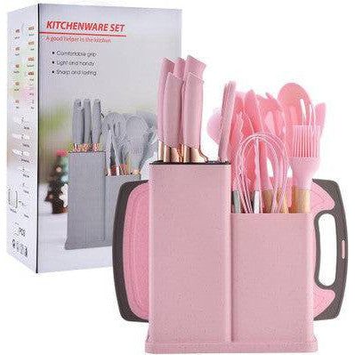 19-Piece Silicone Kitchenware Set with Organiser Container - Mega Cart