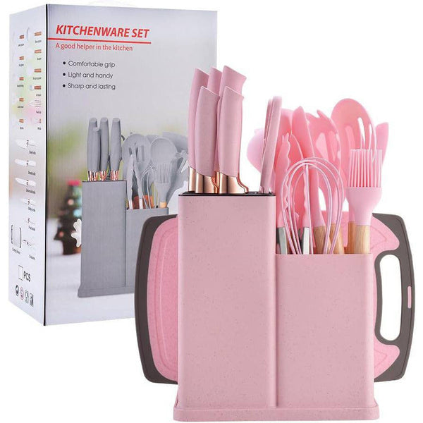 19-Piece Silicone Kitchenware Set with Organiser Container - Mega Cart