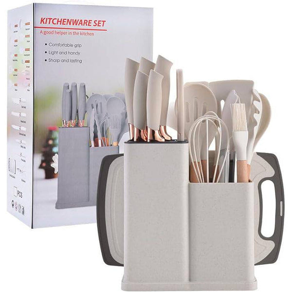 19-Piece Silicone Kitchenware Set with Organiser Container - Mega Cart