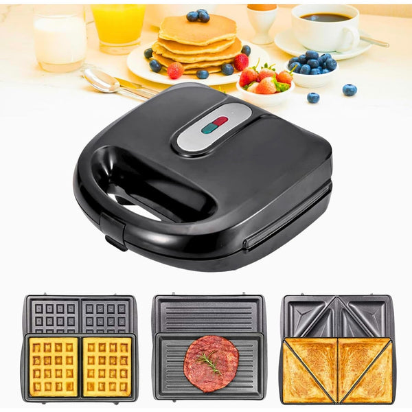 3-in-1 Non-stick Sandwich Maker with Removable Plates - Mega Cart