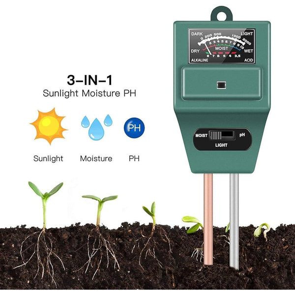 3-in-1 Soil Meter for Moisture, Light, and pH - Mega Cart