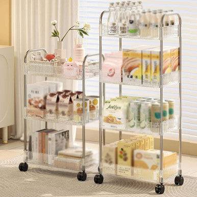 3-Tier Clear Acrylic Trolley Organiser with Wheels - Mega Cart