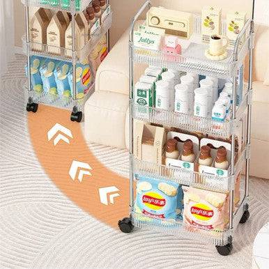 3-Tier Clear Acrylic Trolley Organiser with Wheels - Mega Cart