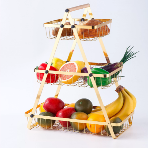 3-Tier Fruit Storage Basket Stand With Handle - Mega Cart