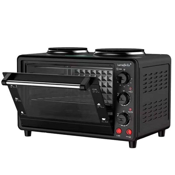 30L Compact Oven with Two Solid Hotplates - Mega Cart