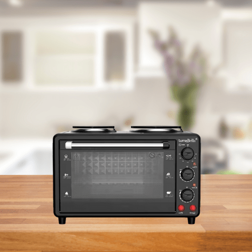 30L Compact Oven with Two Solid Hotplates - Mega Cart
