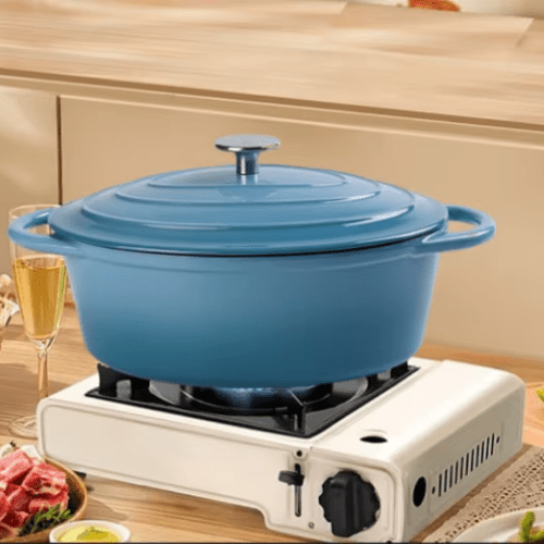 32cm Cast Iron Oval Casserole with lid - Mega Cart