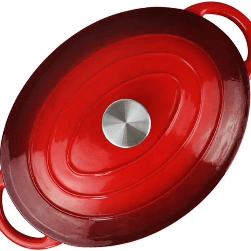 32cm Cast Iron Oval Casserole with lid - Mega Cart
