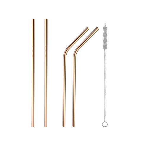 4 Piece Stainless Steel Straws with Cleaning Brush - Mega Cart