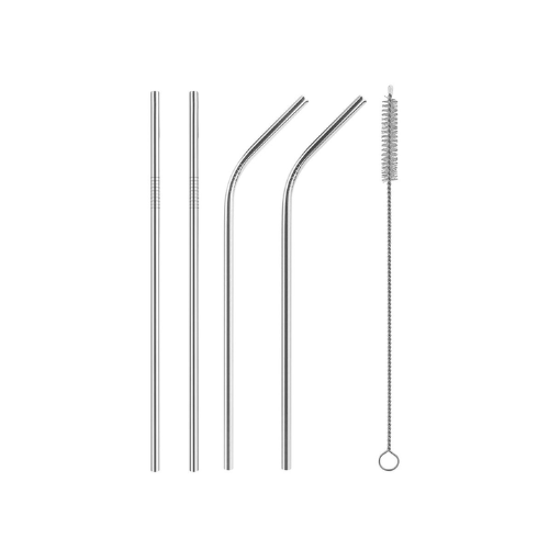 4 Piece Stainless Steel Straws with Cleaning Brush - Mega Cart