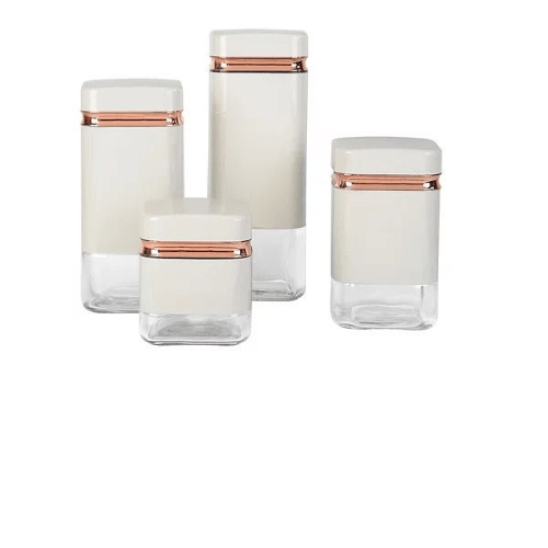 4-Piece Stylish Airtight Glass Jar Canisters - Mega Cart