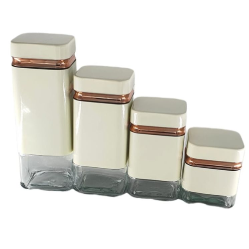 4-Piece Stylish Airtight Glass Jar Canisters - Mega Cart