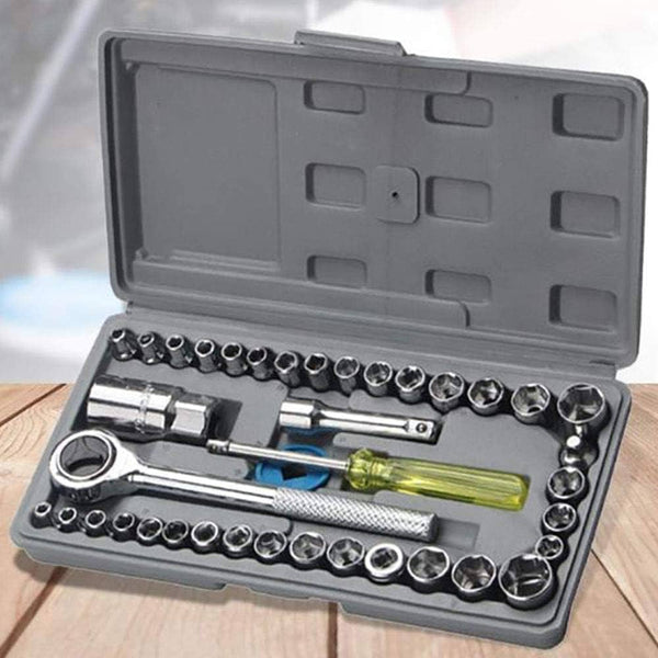 40Pc Combination Wrench and Socket Ratchet Kit - Mega Cart