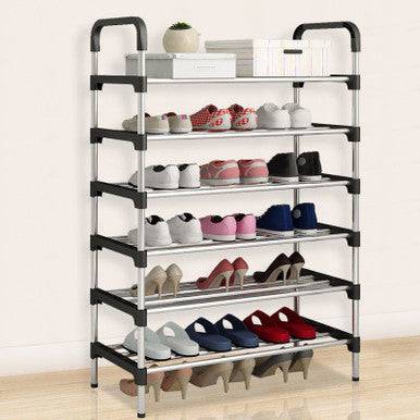 6 Tier Adjustable Shoe Rack - Space-Saving Organiser for Shoes - Mega Cart