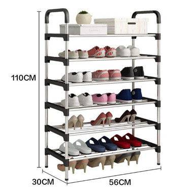 6 Tier Adjustable Shoe Rack - Space-Saving Organiser for Shoes - Mega Cart