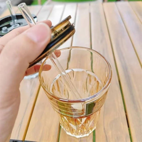 Cute Bear Glass Cup with Straw